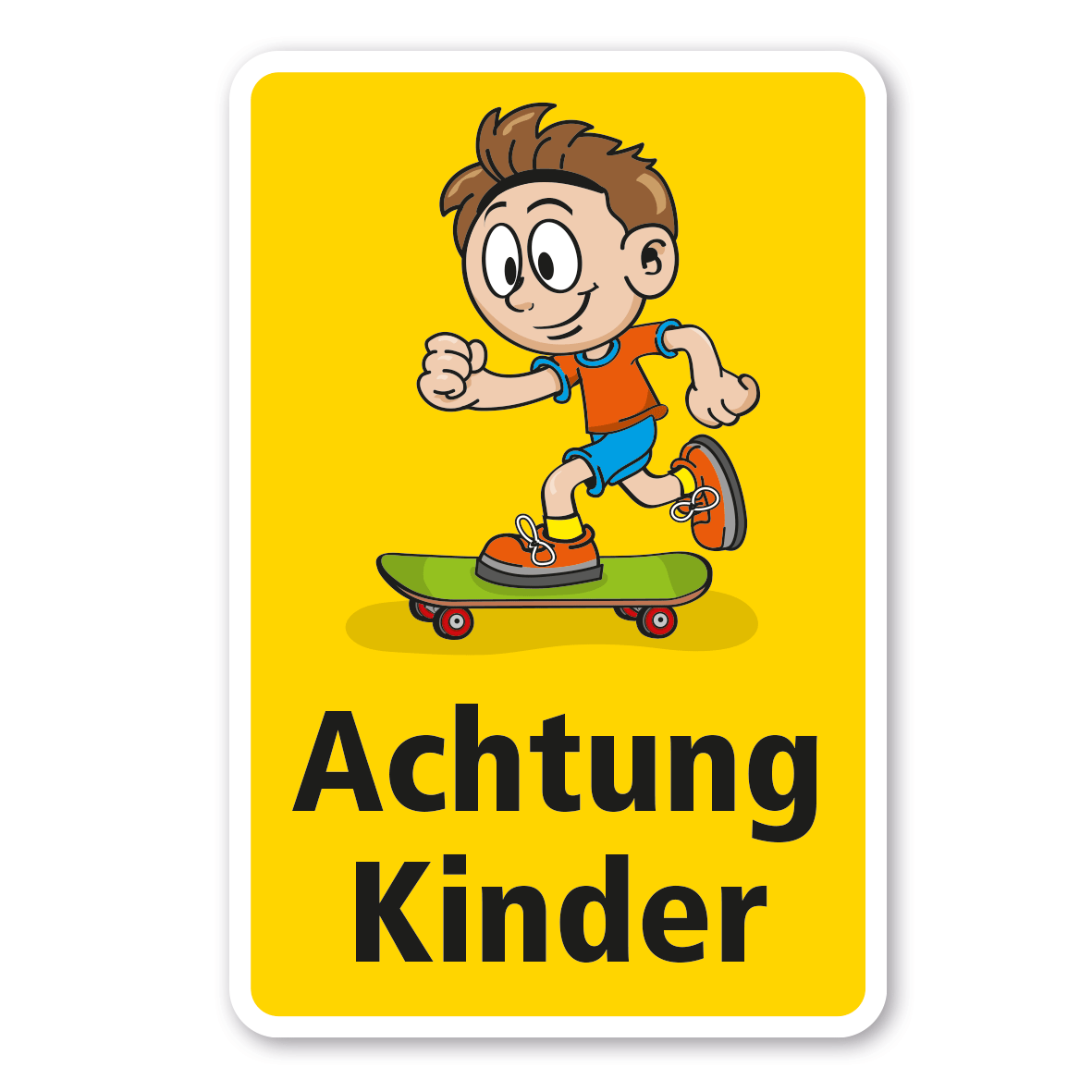 Kinderschild Achtung Kinder - Skateboarder - Schilderserie SP-01