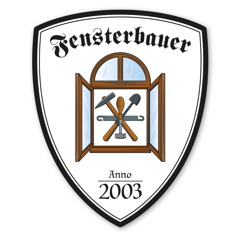 Zunftwappen Fensterbauer mit Zunftnamen, Gründungsjahr oder Ihrem Wunschtext - Maibaumschild - Wappen W