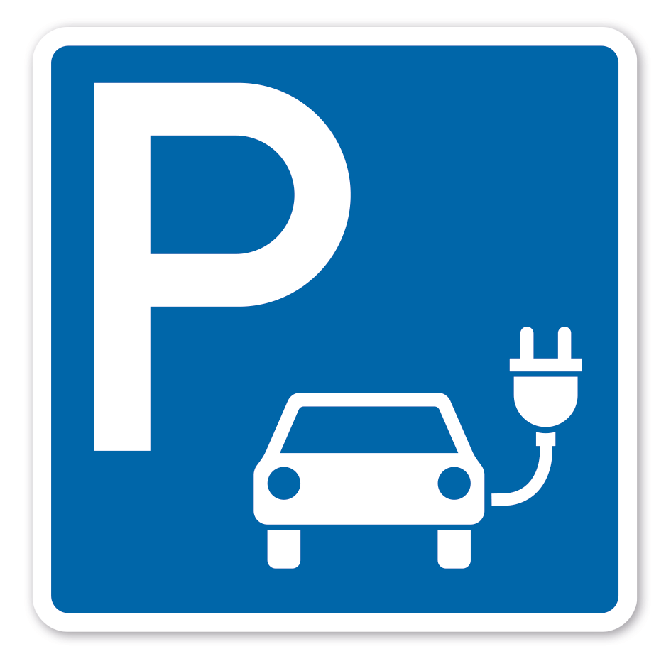Parkplatzschild Elektrofahrzeuge - E-Autos - Ladestation - quadratisch mit Piktogramm - Verkehrsschild