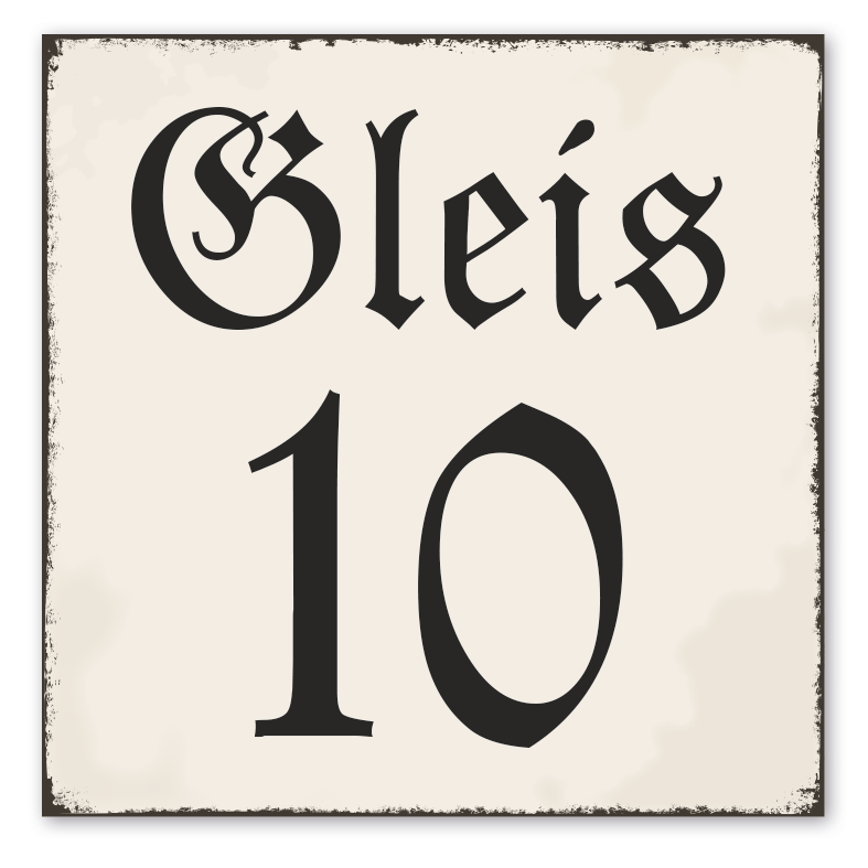 Retro Schild Gleisschild mit individueller Nummerierung