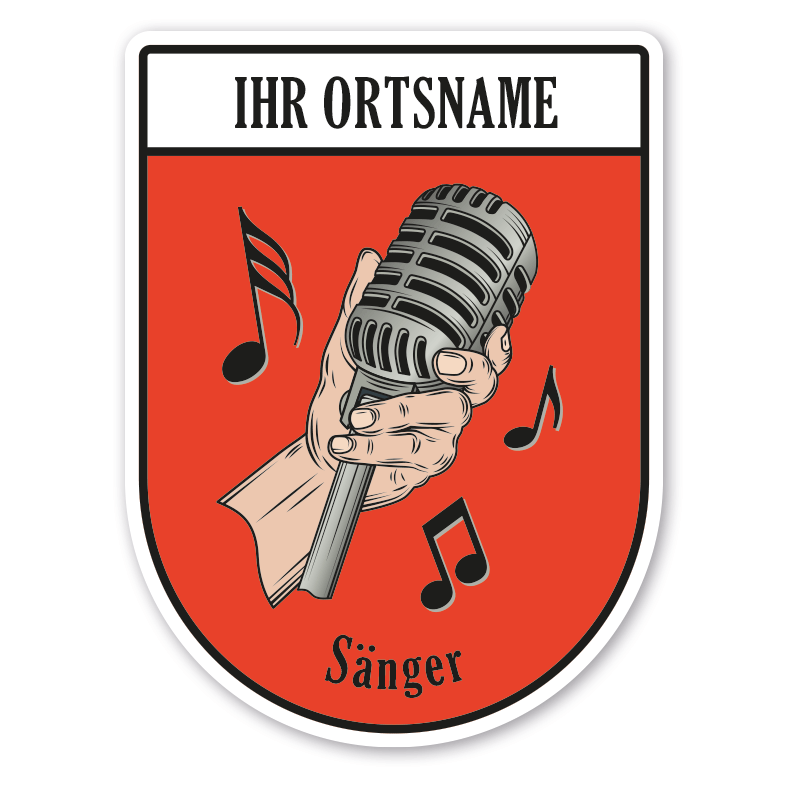 Maibaumschild / Zunftwappen Sänger - Sängerin - Gesang mit Zunftnamen, Ortsnamen oder Ihrem Wunschtext - Wappen BL