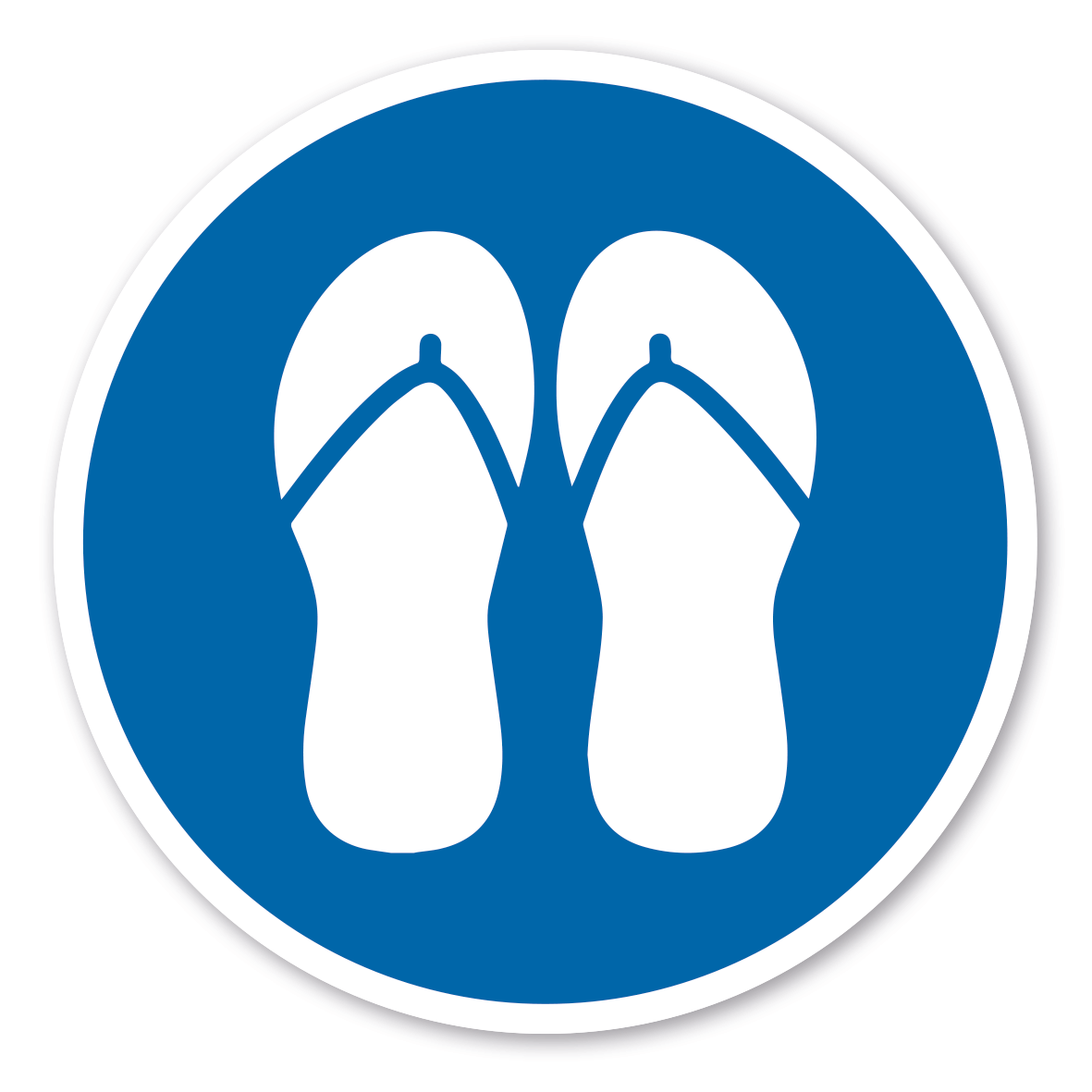 Gebotszeichen Badesandalen - Flip-Flops - Badeschuhe anziehen