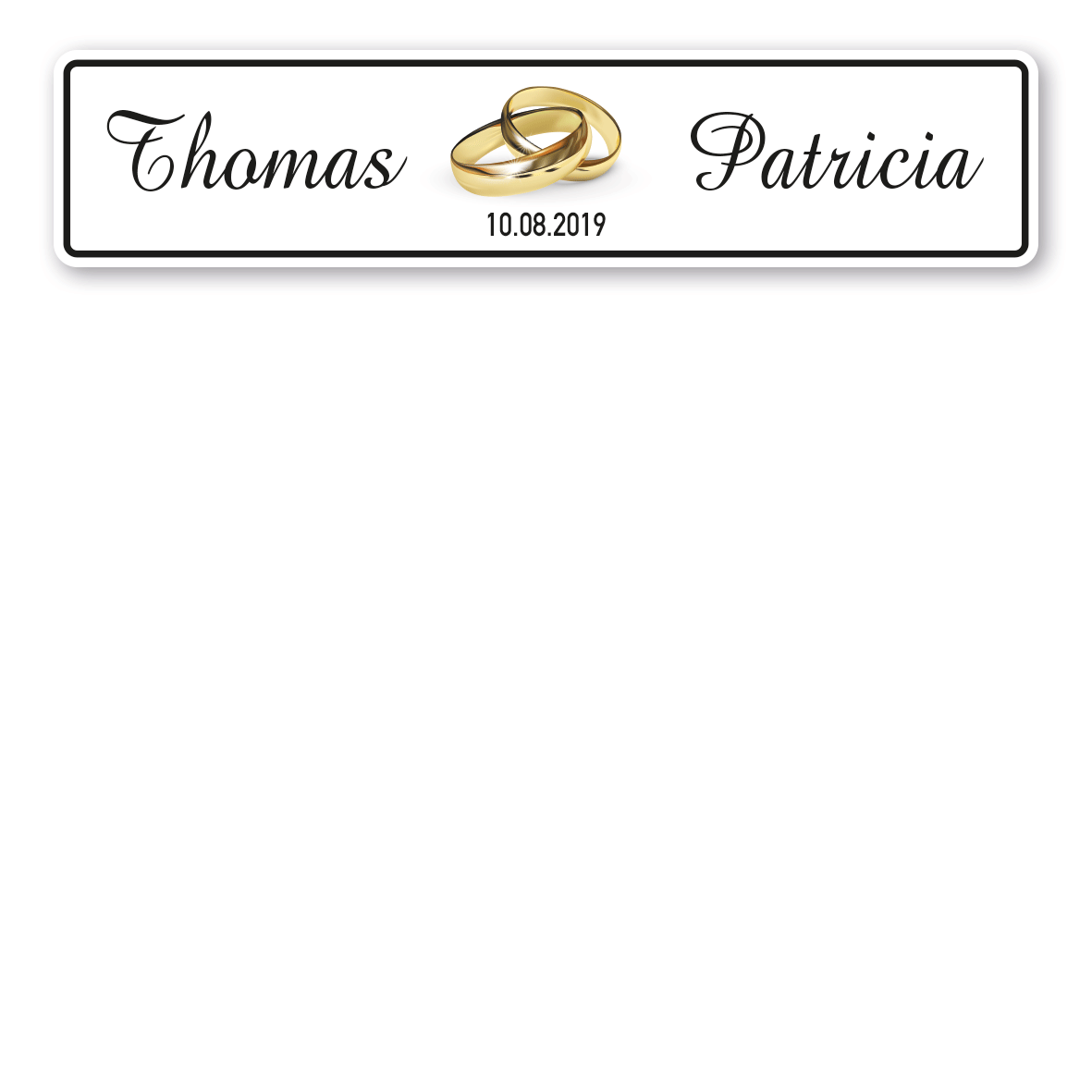 Hochzeitsschild Ringe mit individuellen Namen und Datum