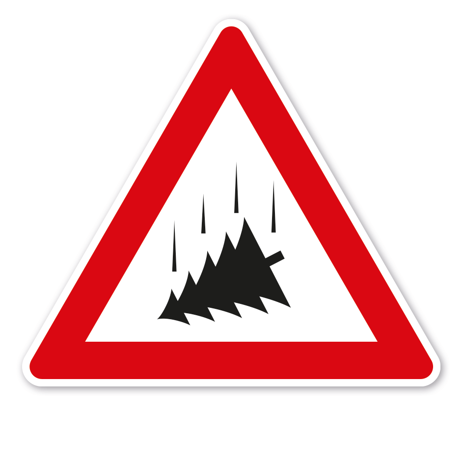 Verkehrsschild Achtung Fallende Tannenbäume - Knut - Ende der Weihnachtszeit – VZ-PR-278