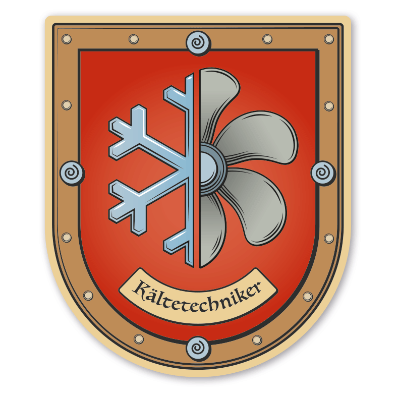Maibaumschild / Zunftwappen Kältetechniker - mit Zunftnamen oder Ihrem Wunschtext - Wappen B