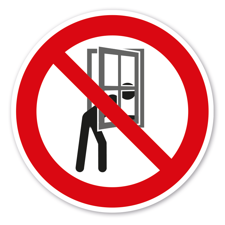 Verbotszeichen Aus dem Fenster lehnen verboten