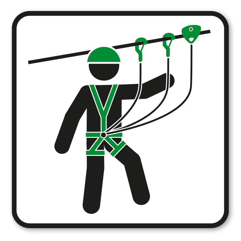 SP-02-P79 – Seilpark - Sicherheitsausrüstung anlegen - Gurt, Helm, Karabiner, Seilrolle