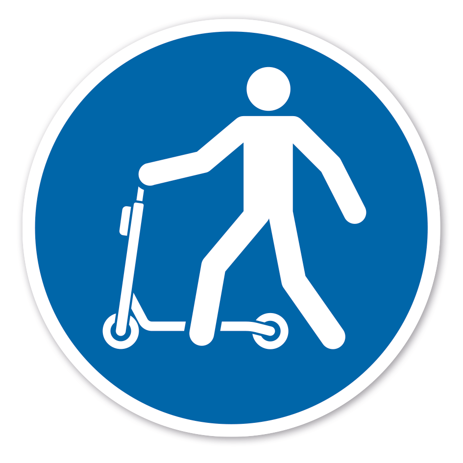 Gebotszeichen E-Scooter - E-Roller sind zu schieben