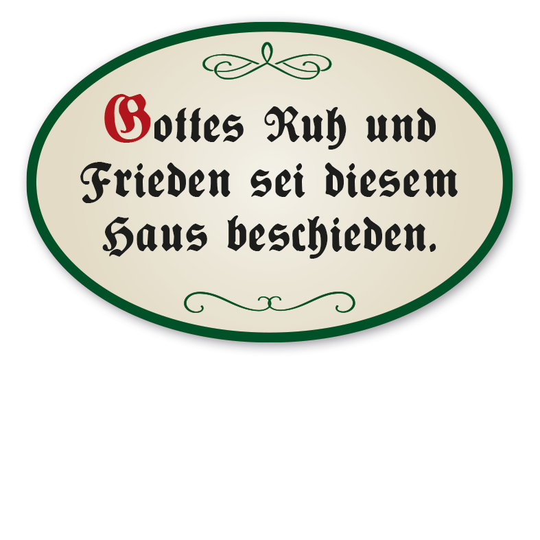Hausschild - Haussegen Gottes Ruh und Frieden sei diesem Haus beschieden