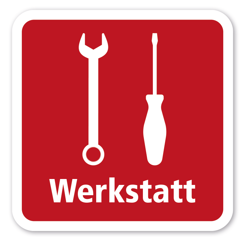 Schild Werkstatt - 4 Farbvarianten