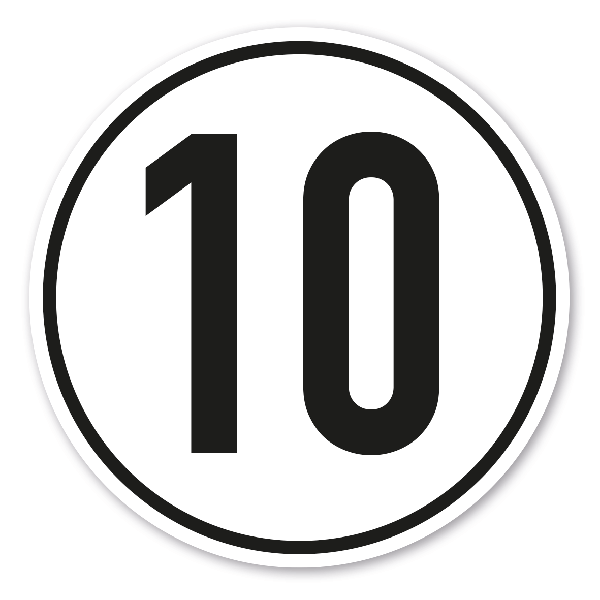 Verkehrsschild - Geschwindigkeitsschild 10 km/h - nach StVZO § 58 - VZ-PR-47