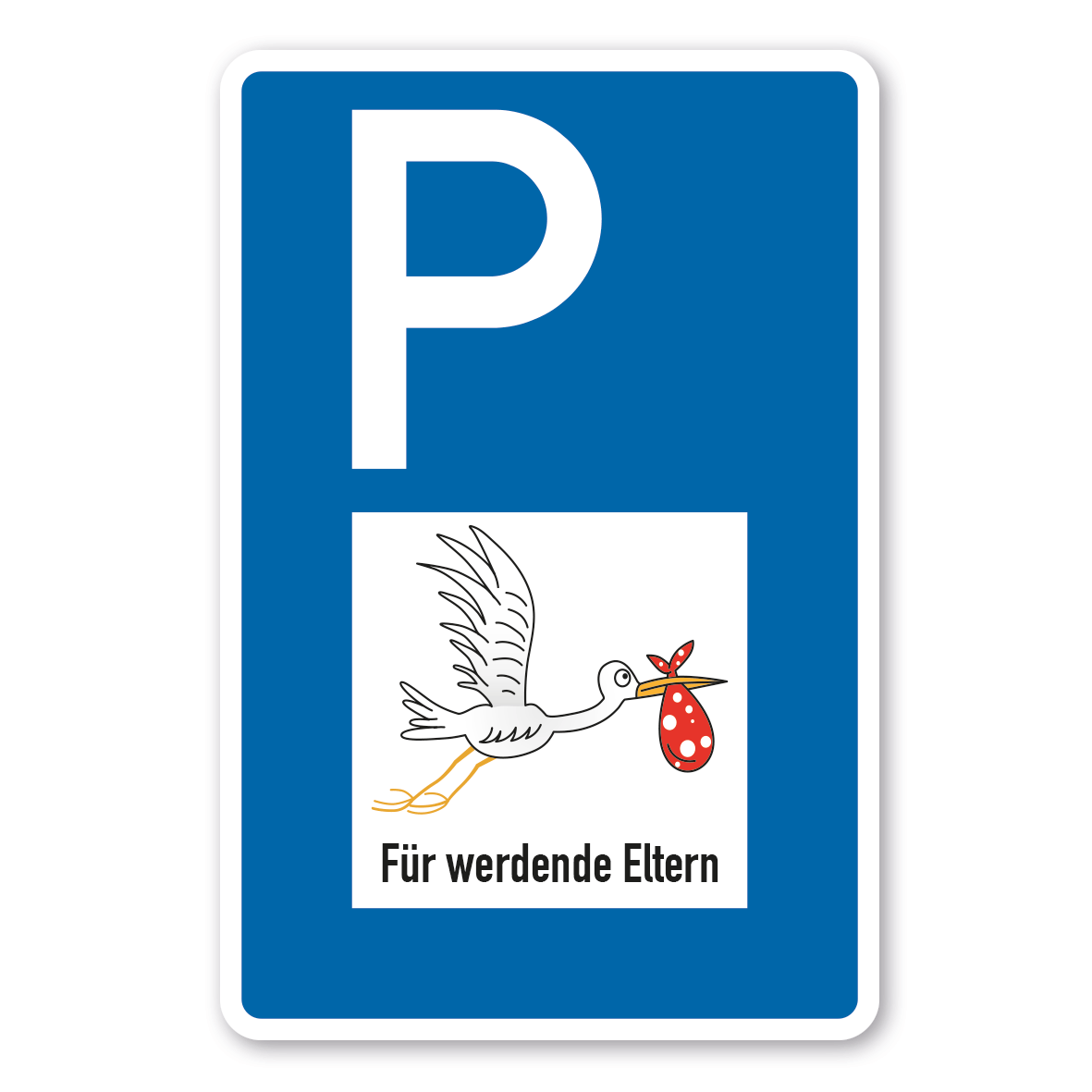Parkplatzschild - Storchenparkplatz - Für werdende Eltern – mit großem Piktogramm - Verkehrsschild