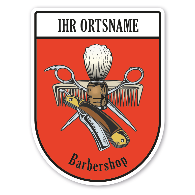 Maibaumschild / Zunftwappen Barbershop mit Zunftnamen, Ortsnamen oder Ihrem Wunschtext - Wappen BL