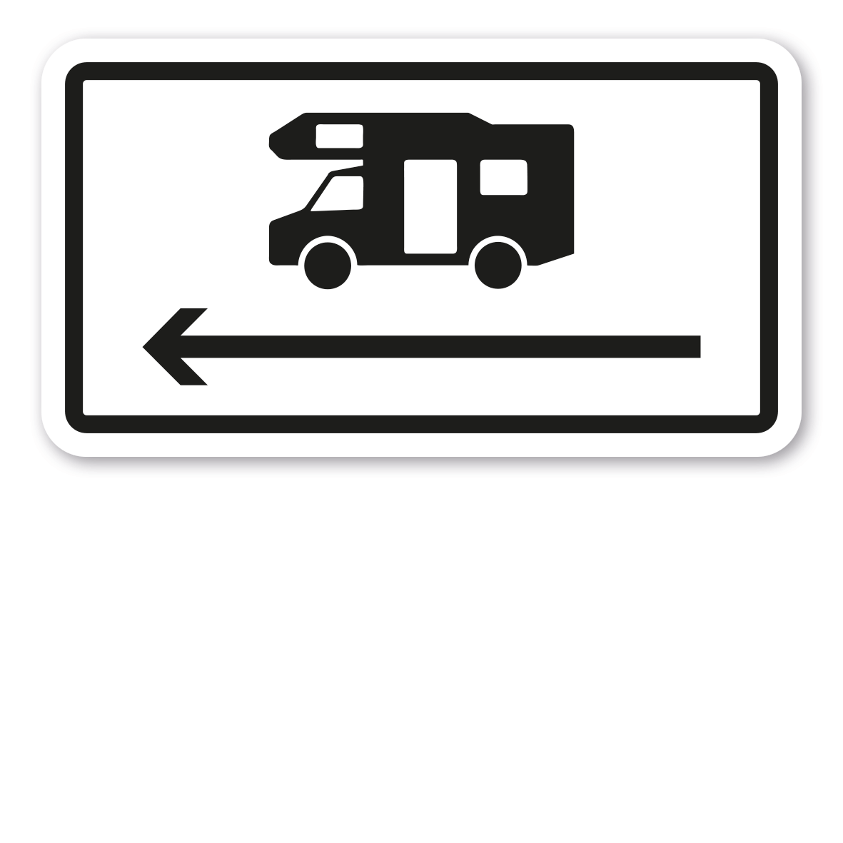Zusatzzeichen Wohnmobile mit Richtungspfeil links - Verkehrsschild VZ-1010-67-PL