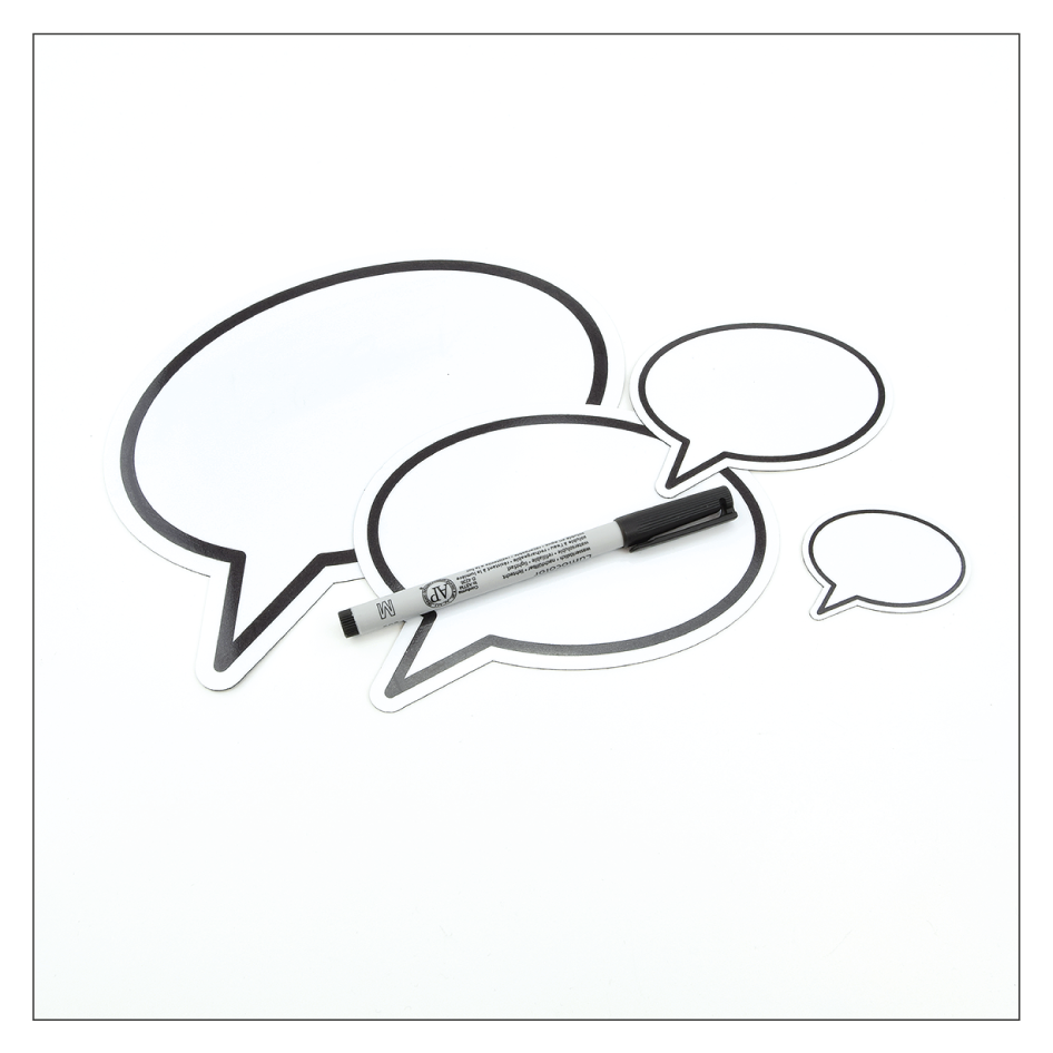 Sprechblasen inkl. wasserlöslichem Marker für Kühlschrank, Pinnwände oder Auto