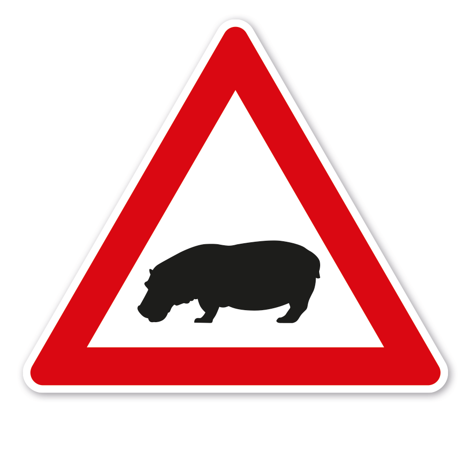 Verkehrsschild Achtung Nilpferde – VZ-PR-263