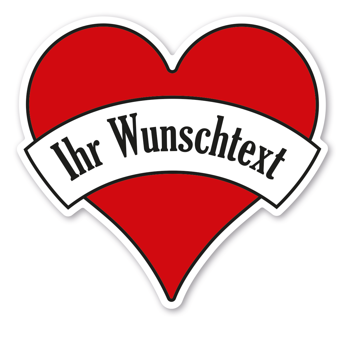 Maibaumschild im Herzformat mit Banderole - mit Ihrem Wunschtext - Herzschild