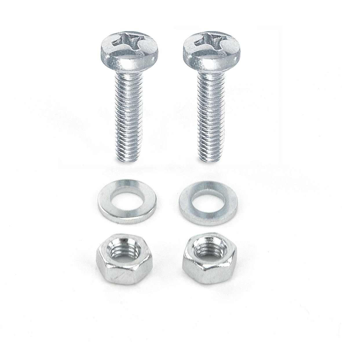 Schraubenset zur Schildermontage für 1 Rohrschelle (je 2 M 6 Schrauben, Unterlegscheiben, Muttern)