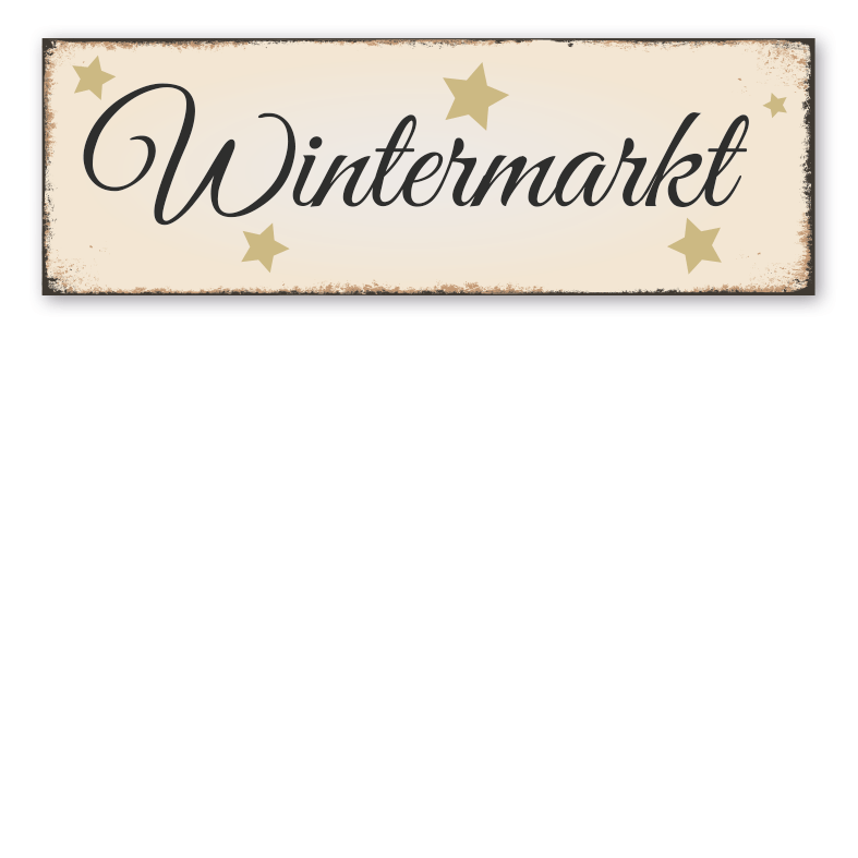 Schild für Weihnachtsmärkte Wintermarkt in Retro-Ausführung