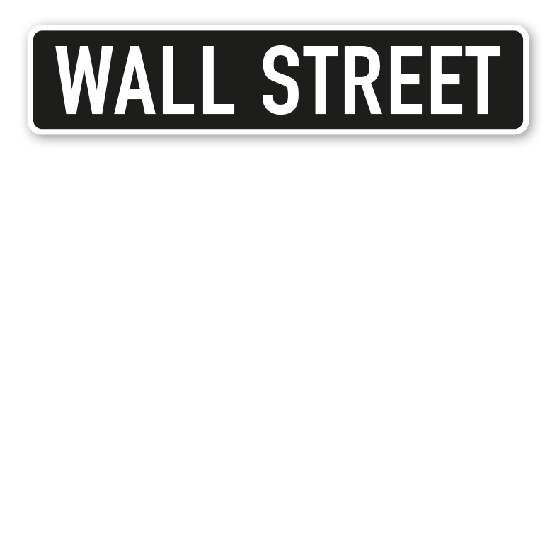 Straßenschild Wall Street in US - Optik