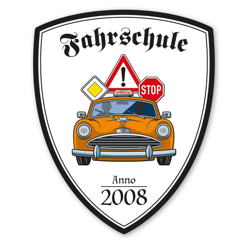 Zunftwappen Fahrschule mit Zunftnamen, Gründungsjahr oder Ihrem Wunschtext - Maibaumschild - Wappen W