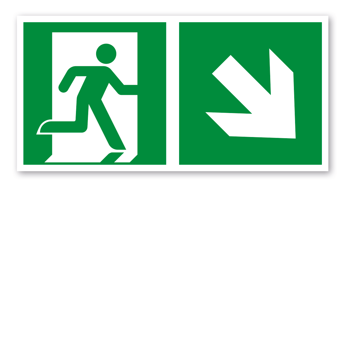 Fluchtwegschild Rettungsweg rechts abwärts - ISO 7010 - E002-2-B