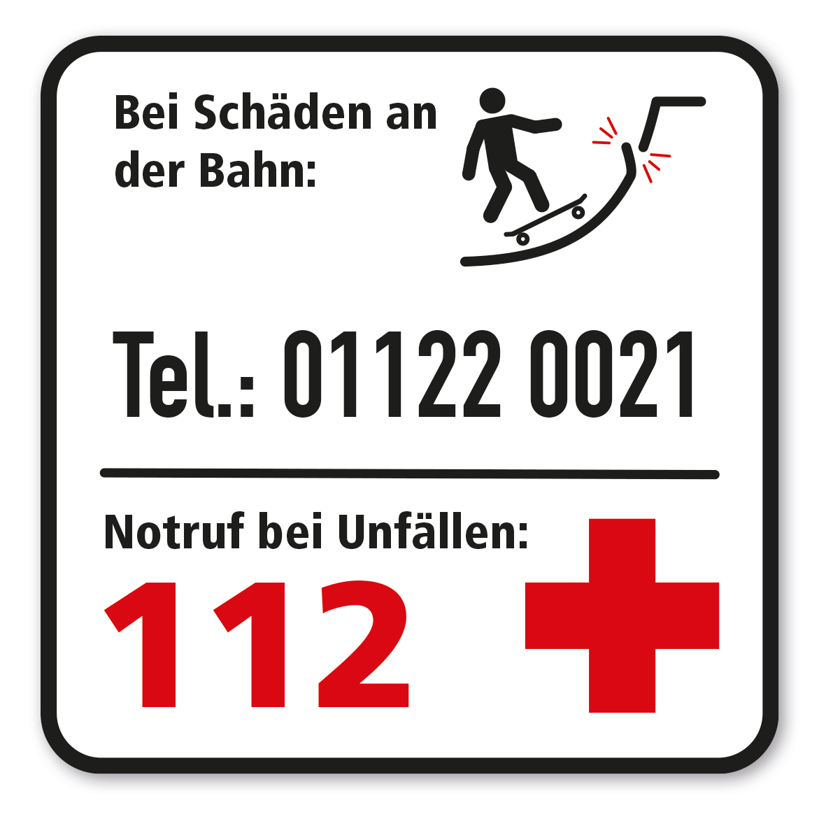 SP-02-P52 – Bei Schäden an der Bahn (Skating), Notruf bei Unfällen – 112