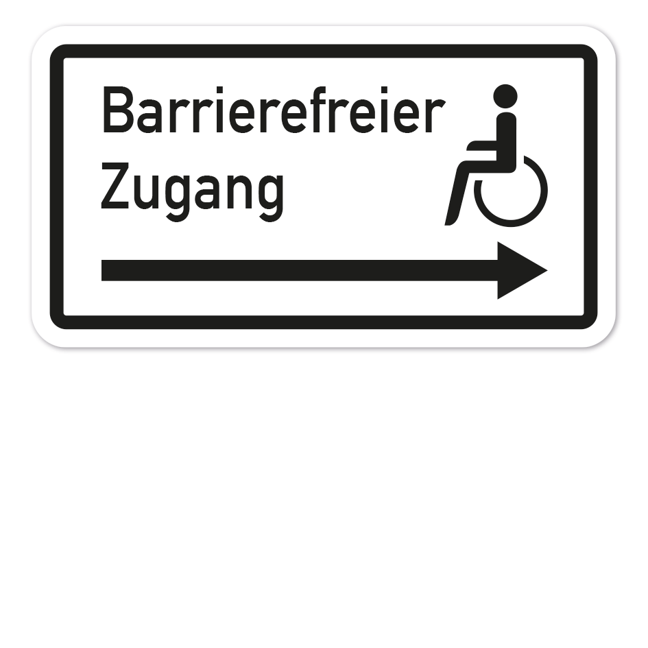 Zusatzzeichen Barrierefreier Zugang - rechtsweisend - VZ-104