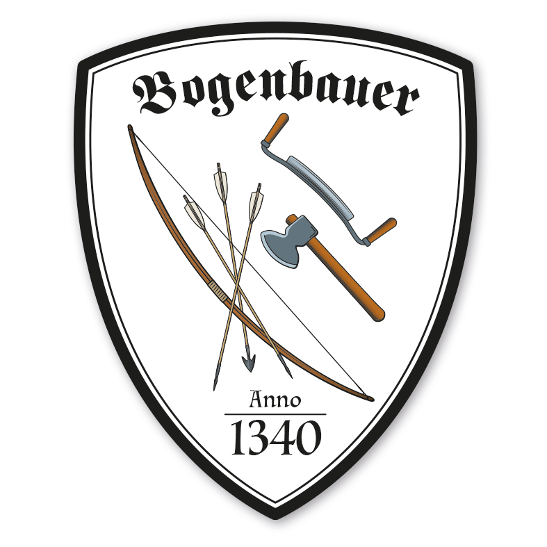Zunftwappen Bogenbauer - Bogner mit Zunftnamen, Gründungsjahr oder Ihrem Wunschtext - Maibaumschild - Wappen W