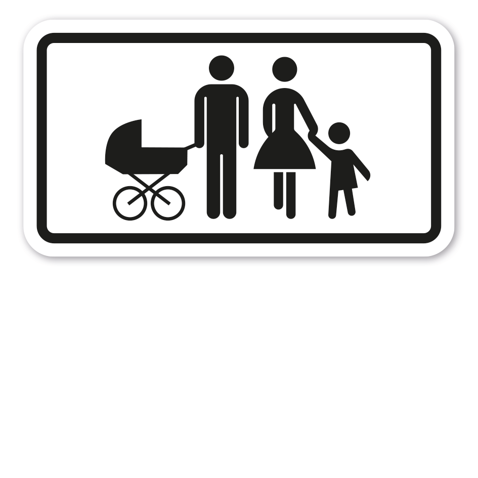 Zusatzzeichen Familie mit Kinderwagen - Verkehrsschild VZ-107