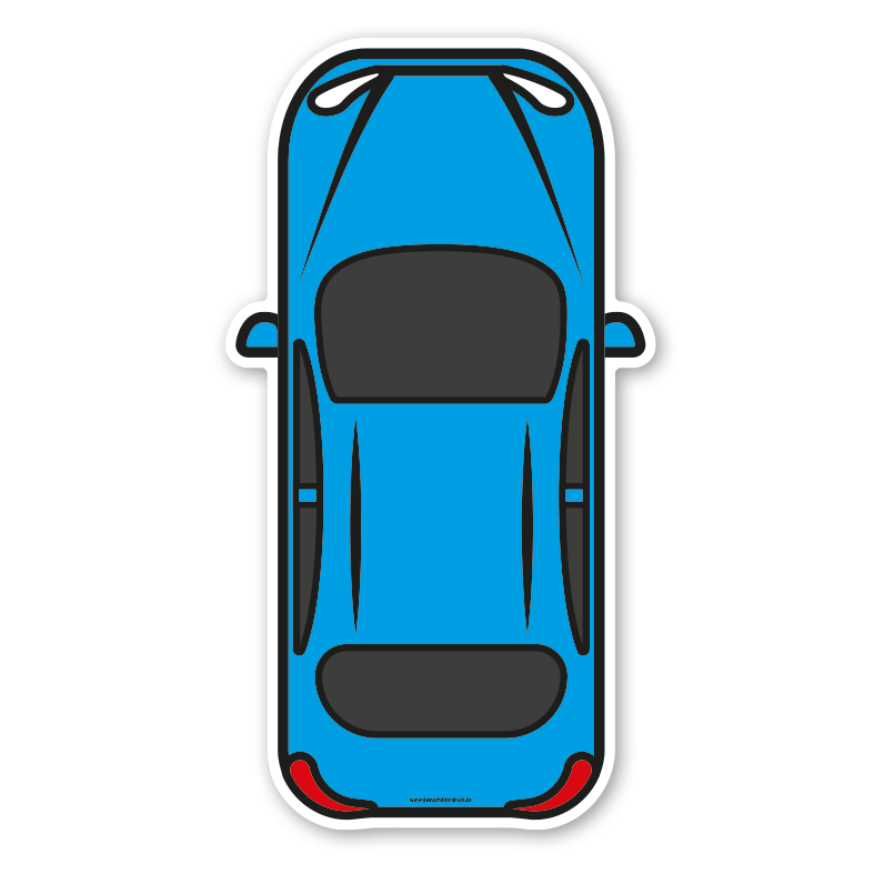 Bodenkleber für Lern- und Bewegungspfade - Fahrzeug PKW in drei Farbausführungen - BWP-02-117 – Verkehrserziehung