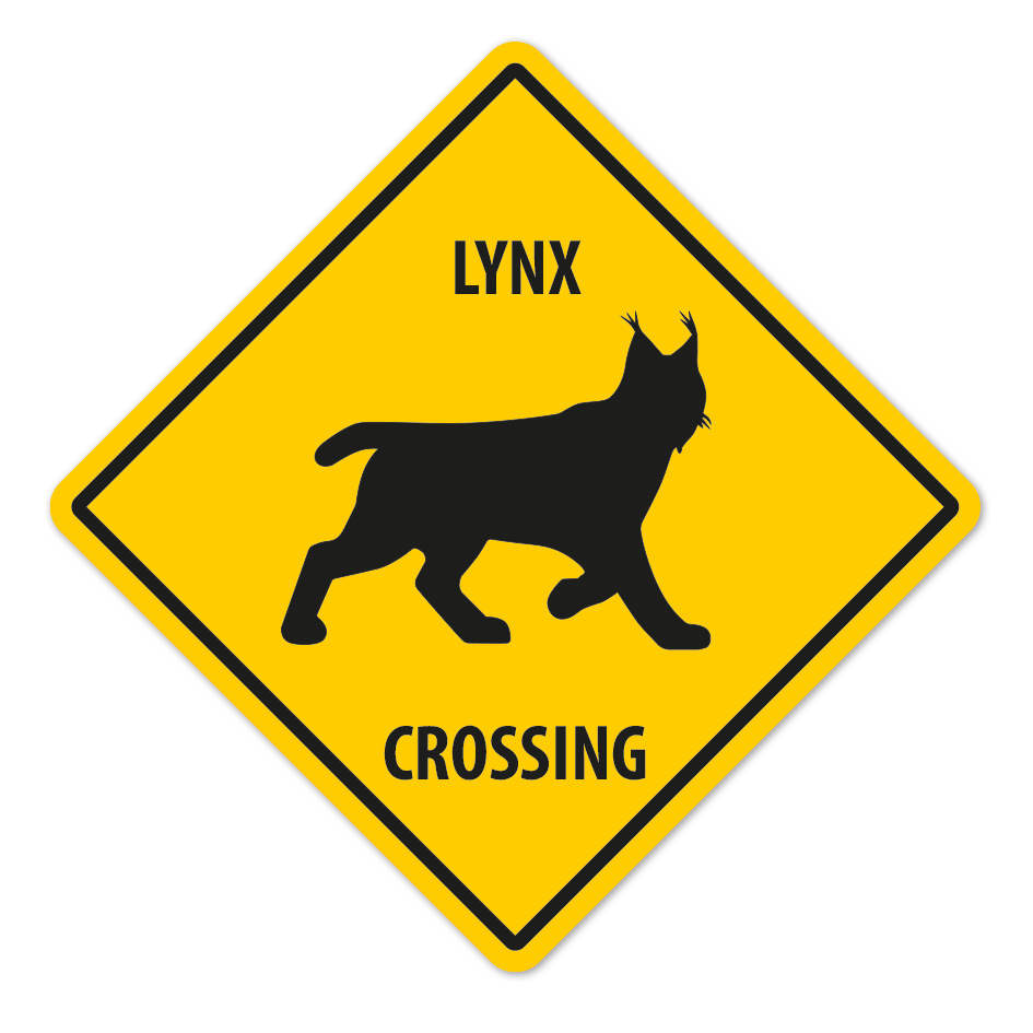 Warnschild Lynx (Luchs) crossing - mit und ohne Text