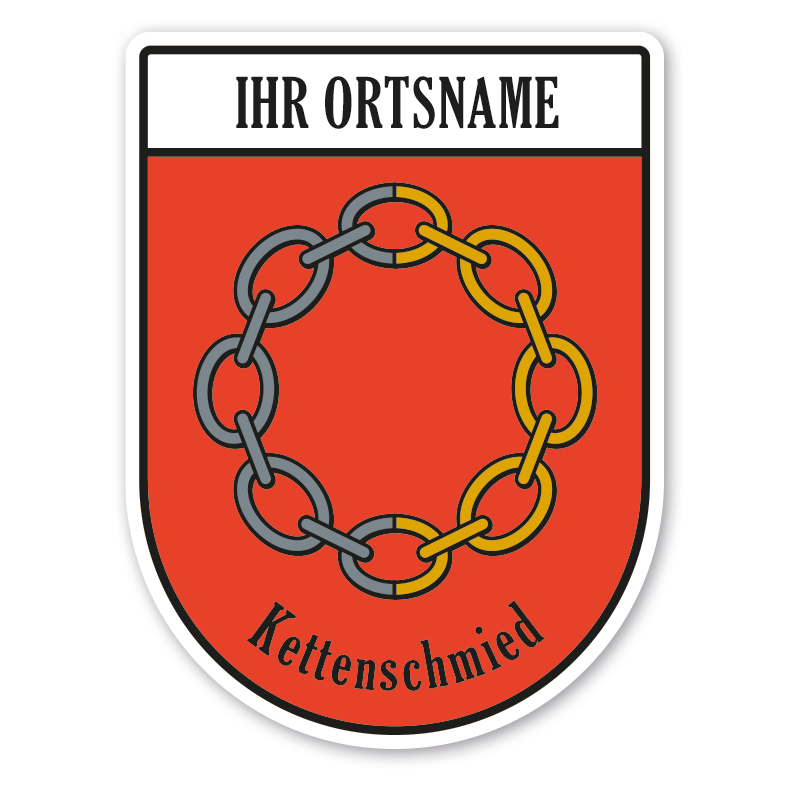 Maibaumschild / Zunftwappen Kettenschmied - Kettenmacher - Kettner - Rinker mit Zunftnamen, Ortsnamen oder Ihrem Wunschtext - Wappen BL