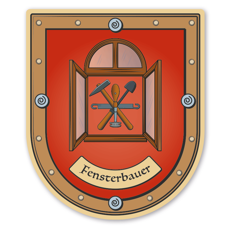 Maibaumschild / Zunftwappen Fensterbauer - mit Zunftnamen oder Ihrem Wunschtext - Wappen B
