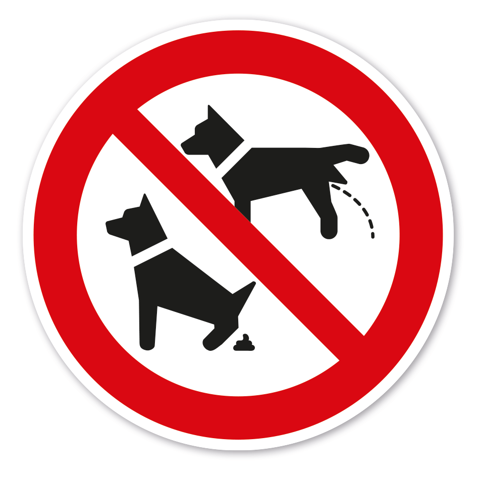 Verbotszeichen Urinieren und Koten ist hier für Hunde verboten
