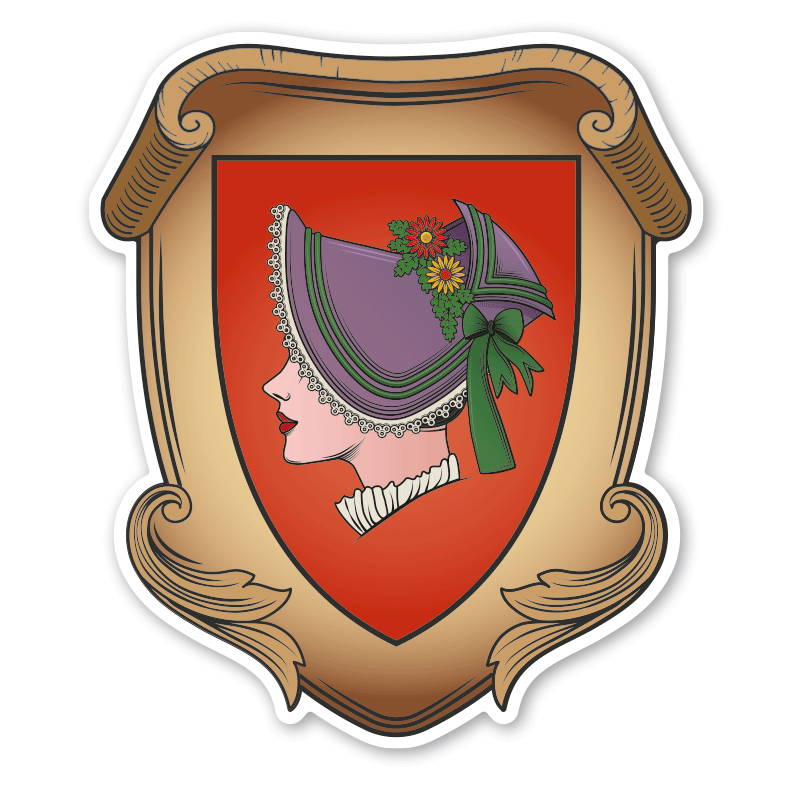 Maibaumschild / Zunftwappen Modistin - Putzmacher - Hutmacher  - Wappen A