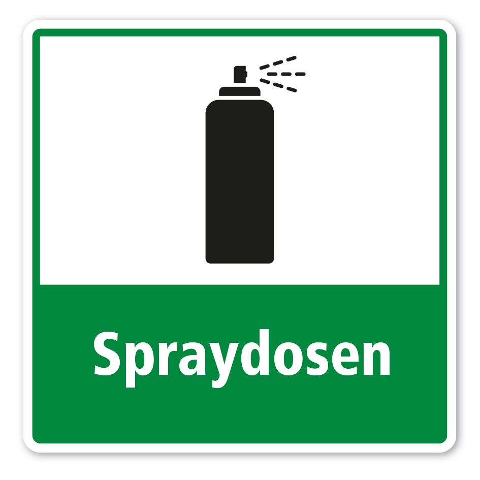 Schild zur Abfalltrennung - Spraaydosen - Aerosoldosen