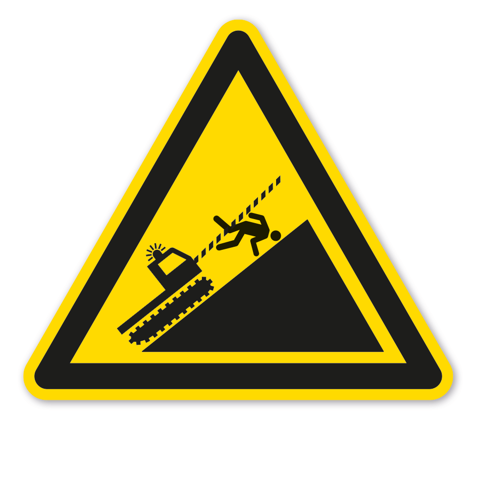 Warnzeichen Warnung vor Pistengerät am Seil