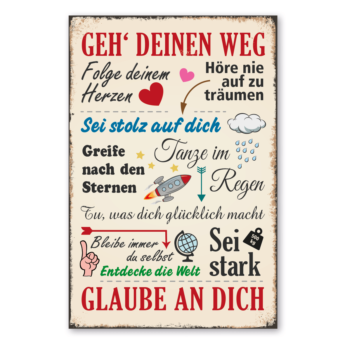 Retro Motivationsschild Geh deinen Weg