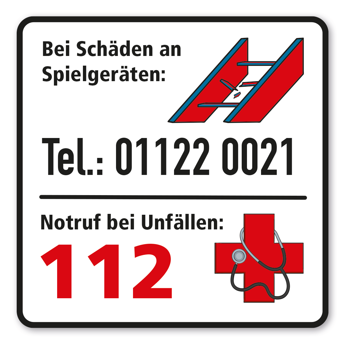 SP-01-P19 – Bei Schäden an Spielgeräten, Notruf bei Unfällen – 112