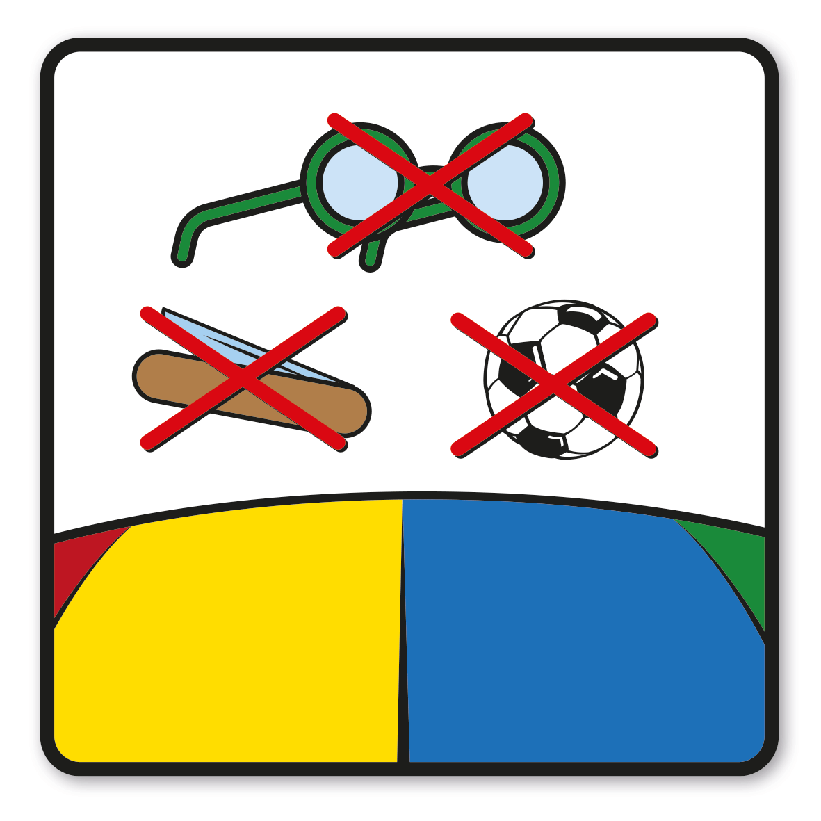 SP-01-P77 – Spielzeug, Bälle, spitze Gegenstände sind auf dem Kissen verboten