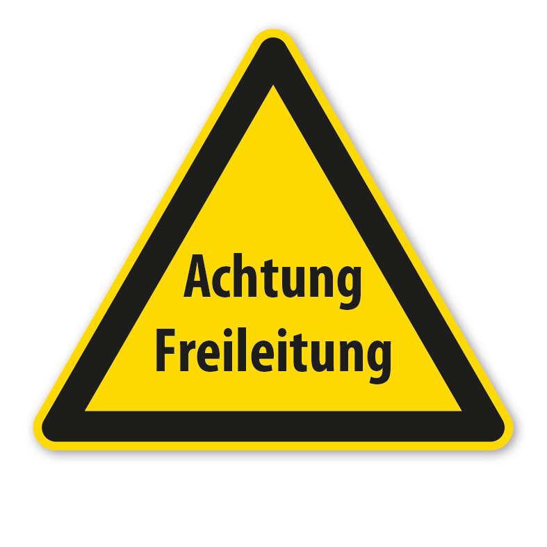 Verkehrsschild - Warnschild Achtung Freileitung - mit Text – VZ-PR-208