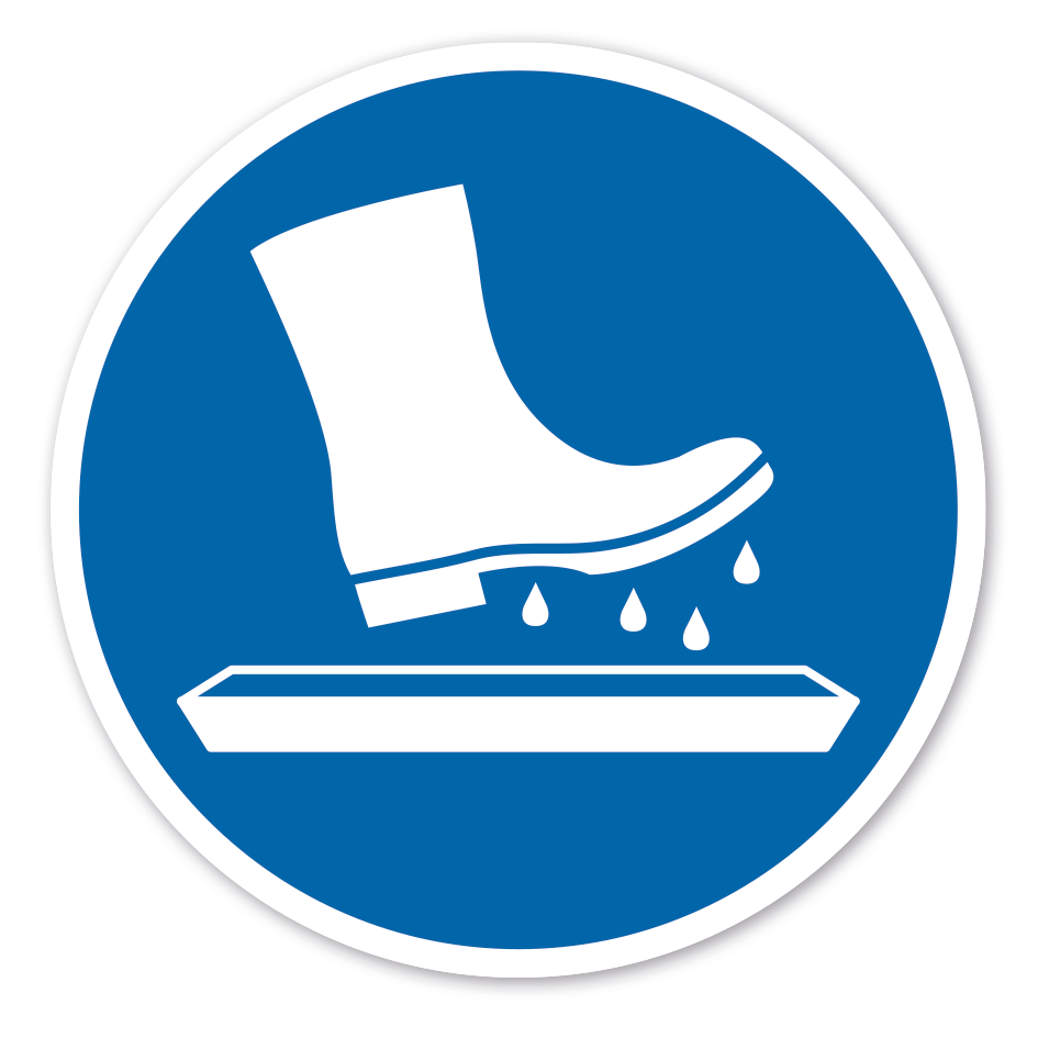 Gebotszeichen Schuhe - Stiefel desinfizieren