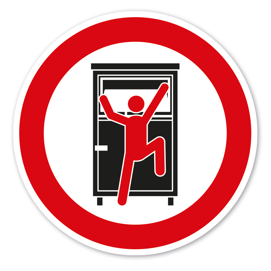 Verbotszeichen In den Altkleidercontainer klettern verboten