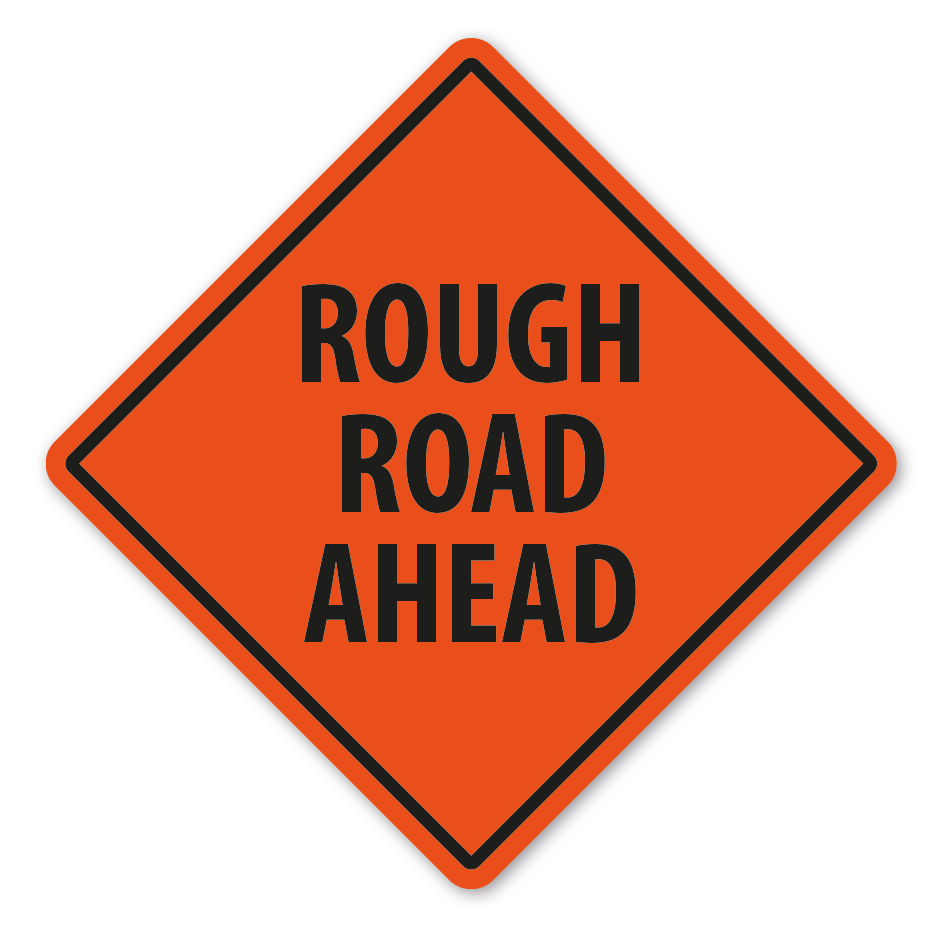 Warnschild Rough Road Ahead