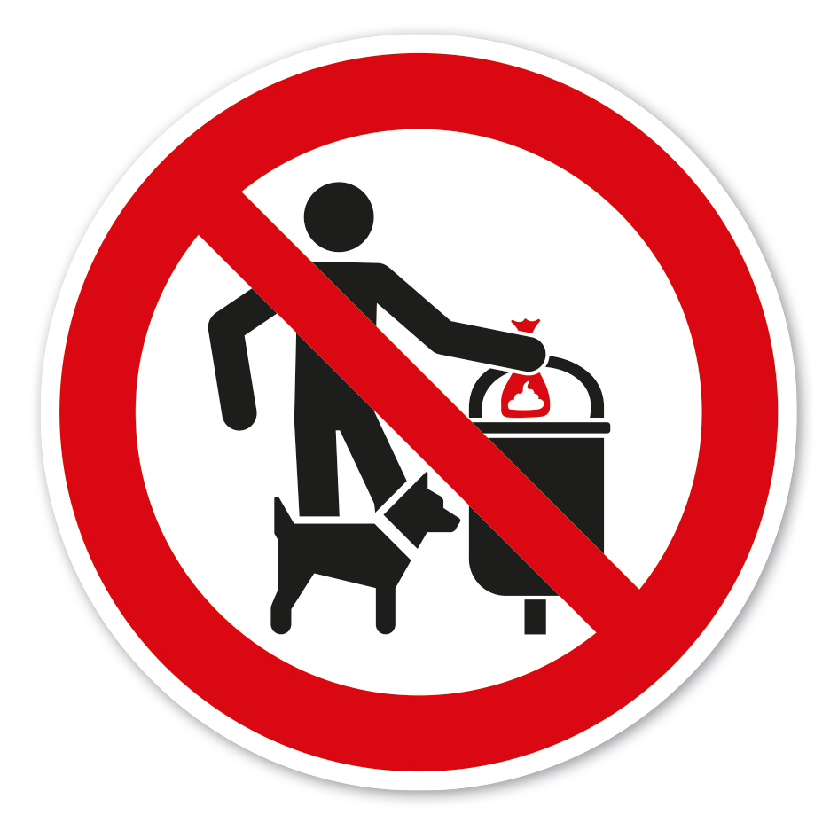 Verbotszeichen Hundekotbeutel einwerfen verboten