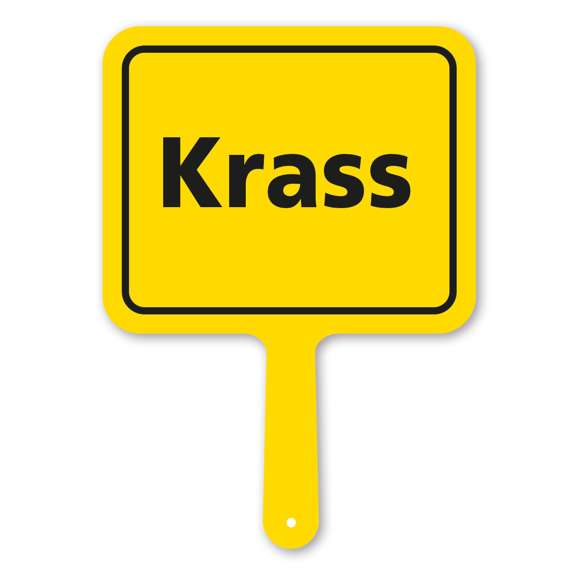 Originelles Formschild – Krass – Textschild