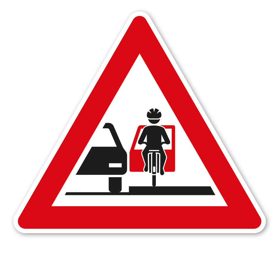 Verkehrsschild Achtung Beim Öffnen der Fahrzeugtür auf Radfahrer achten - rechts – VZ-PR-227
