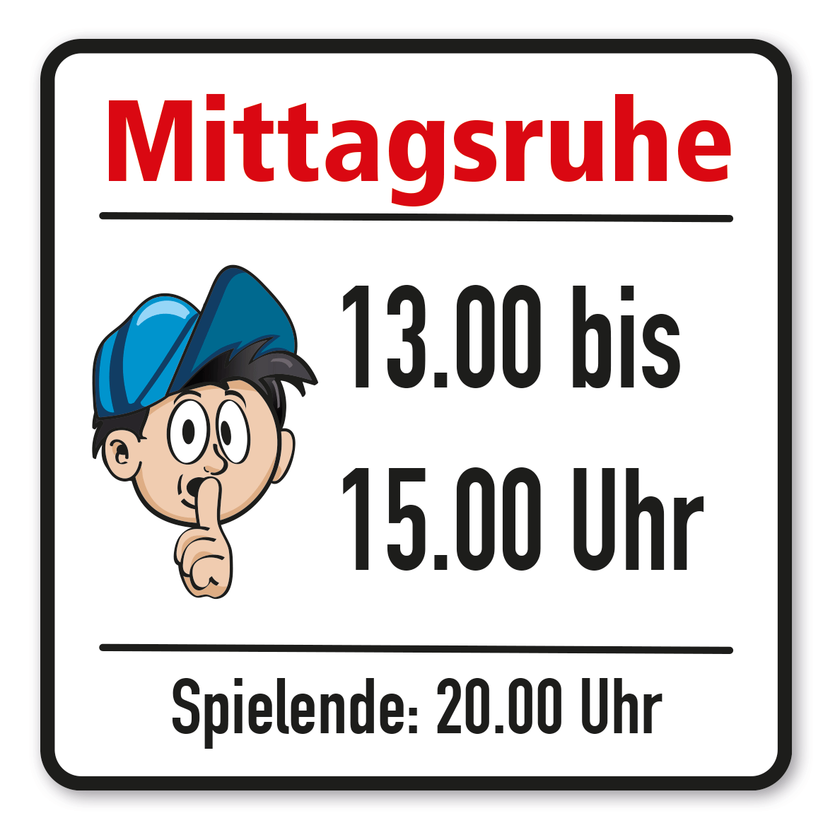 SP-01-P20 – Mittagsruhe 13.00-15.00 Uhr, Spielende 20.00 Uhr