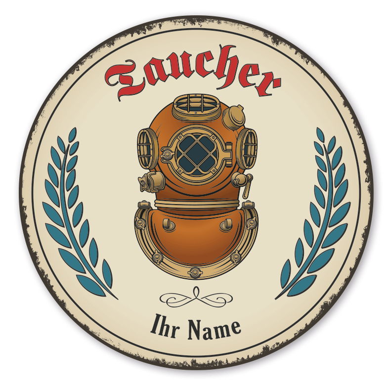 Maibaumschild / Festschild mit Zunftwappen Taucher - mit Zunftnamen, Ihrem Ortsnamen oder Wunschtext - Rundes Wappen